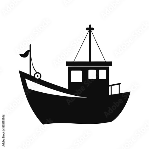 Black silhouette of a fishing boat vector