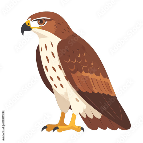 Profile Of A Brown And White Hawk Illustration