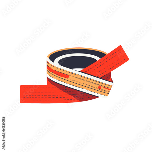 Rolled Red Tape Design With Labels