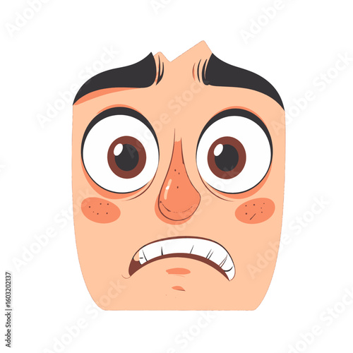 Cartoon Illustration Of A Scared Man's Face