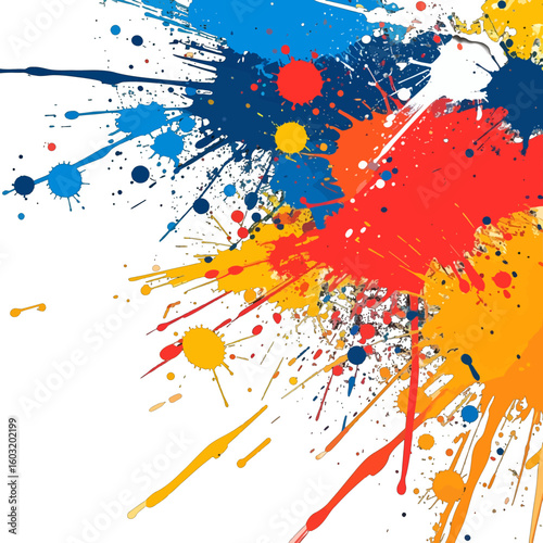 Abstract Colorful Paint Splatter Art