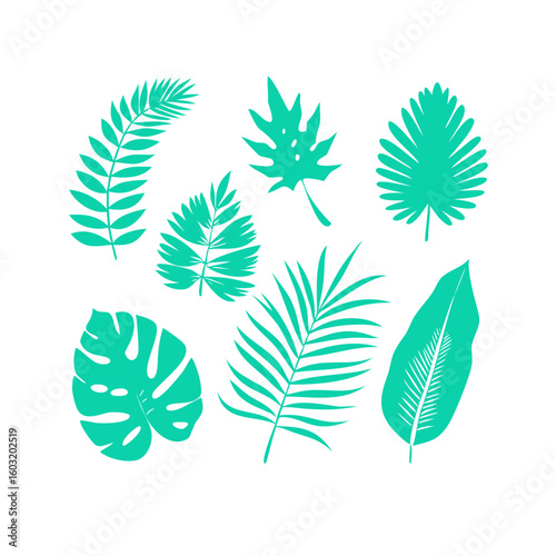 vector set of green leaves