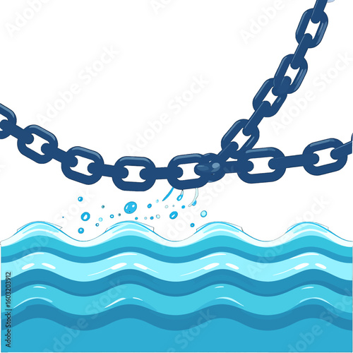 Dark Blue Chain Submerged in Water