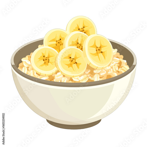 Bowl Of Oatmeal With Banana Slices