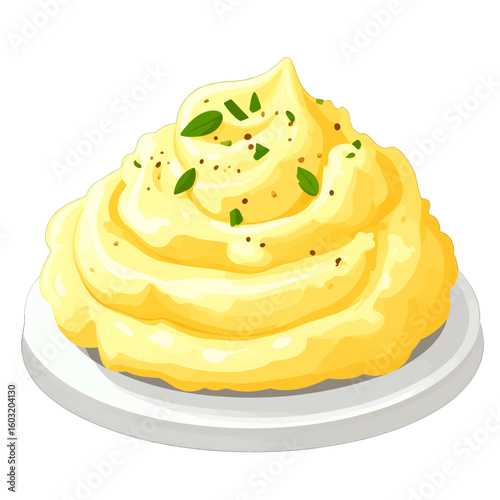 Whipped Mashed Potatoes On A White Plate