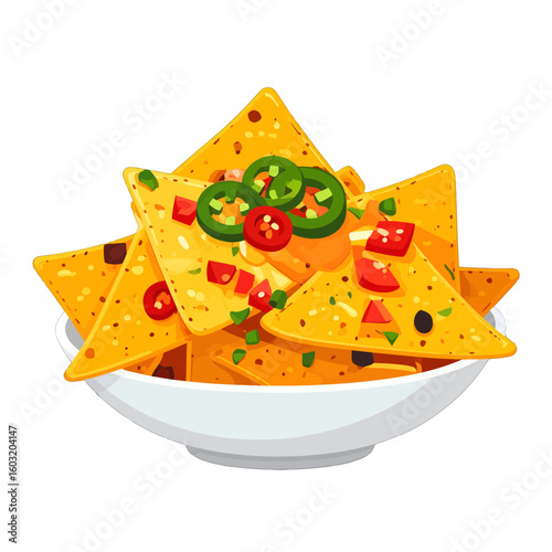 Stacked Nachos In White Bowl