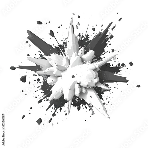 Abstract Black And White Explosion Graphic Design