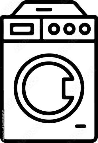 Front loading washing machine icon in clean outline style