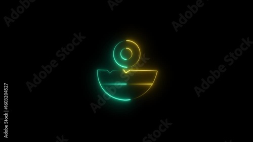 Neon abstract we element colored illuminated circles and semicircles overlap animation video,