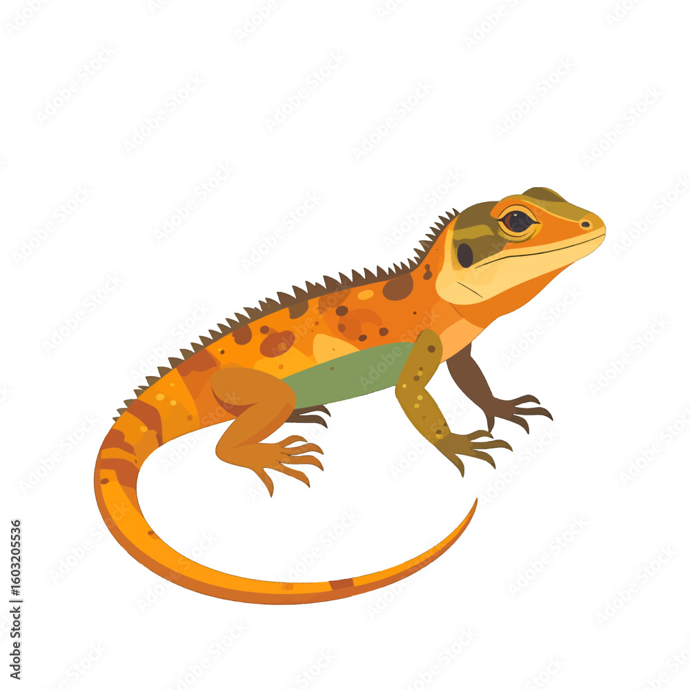 Fototapeta premium Orange And Brown Lizard Illustration