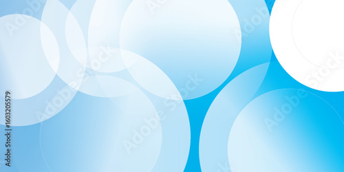 Abstract blue background featuring an array of overlapping transparent and translucent circles, creating a clean, modern, and ethereal design
