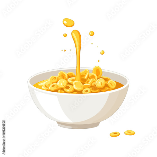Bowl Of Cereal With Pouring Milk
