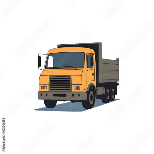 Orange Dump Truck Illustration: Construction Vehicle Graphic