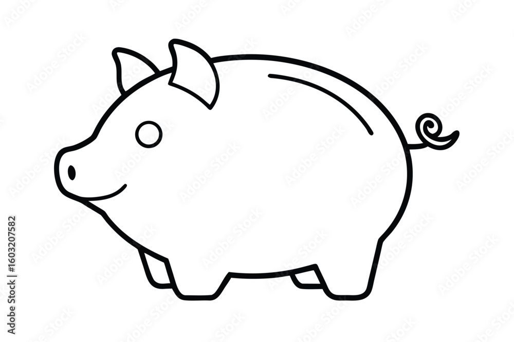 Fototapeta premium Piggy Bank Icon Vector Without Animals No Text