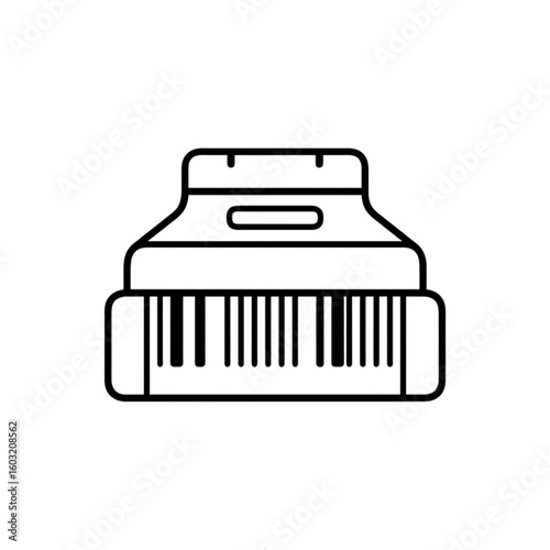 Barcode scanner in outline design on white background for retail concept  
