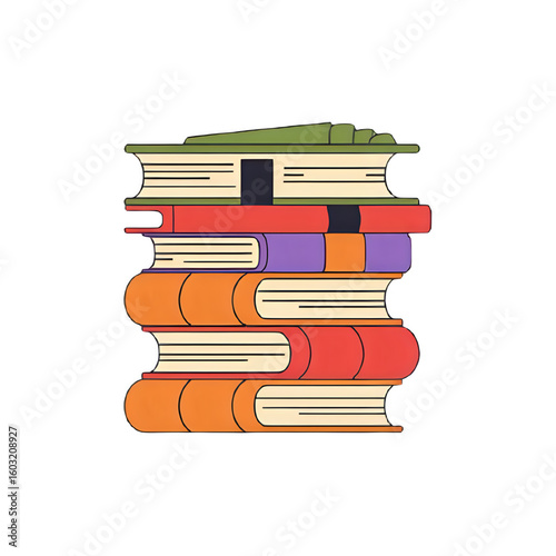 Colorful Stack of Books: A Vibrant Illustration of Knowledge