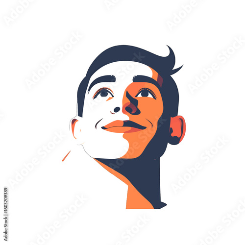 Smiling Boy Portrait In Pixel Art Style