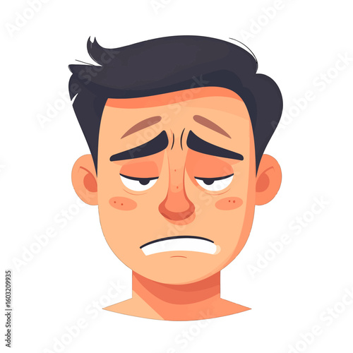Sad Man Face Portrait Illustration