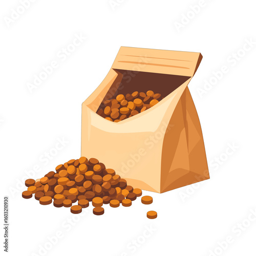 Brown Dog Food Bag Filled With Small Pellets