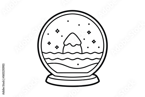 Hand Drawn Snow Globe Icon Vector No Text