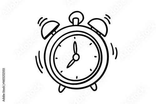 Hand Drawn Alarm Clock Icon With Sketchy Lines