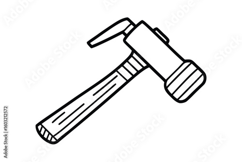 Hammer Icon Vector Illustration With Doodle Lines
