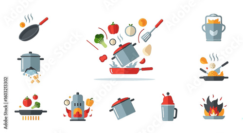 vector set of cooking