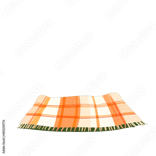 Orange And White Plaid Blanket Illustration