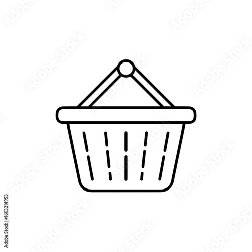 Shopping basket outline illustration in simple minimalist style  