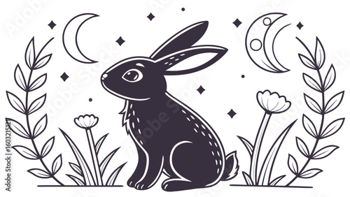 Lunar Elegance colored Bunny with a Loving touch, placed in a Starlight Ball theme