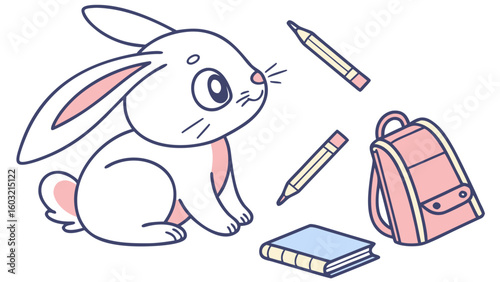 Cute Bashful Bunny in a Back to school world – Chalkboard Fun palette vector