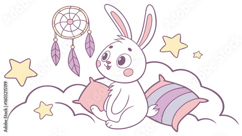 Cute Surprised Bunny in a Fantasy dream world – Dreamland palette vector