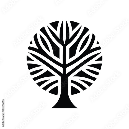 Minimalist circular tree logo graphic vector