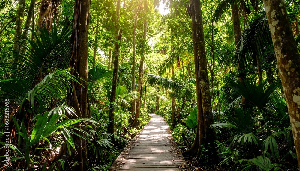 Fototapeta premium Lush tropical boardwalk