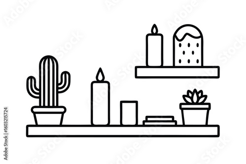 Cactus Themed Shelf Decor With Books And Cacti