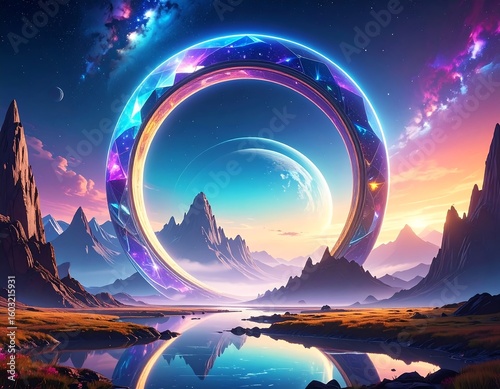 Cosmic ring over a tranquil valley