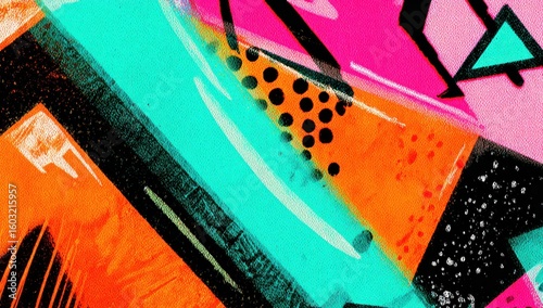 Vibrant abstract design with bold colors and shapes.