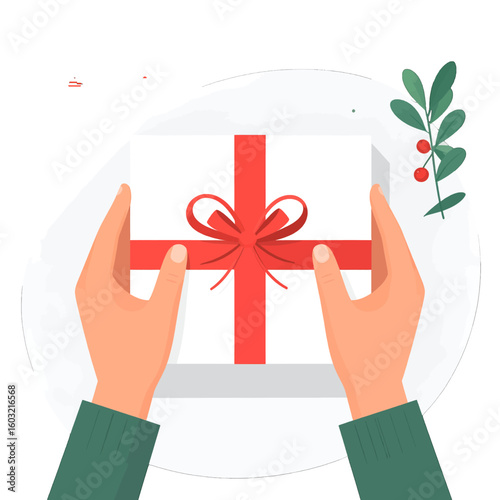 Hands Holding A Wrapped Gift Box