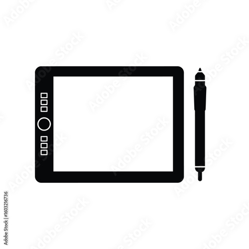 Digital tablet and stylus icon drawing graphic design