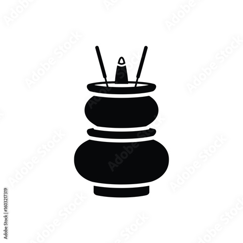 Black double decker incense burner with sticks aroma