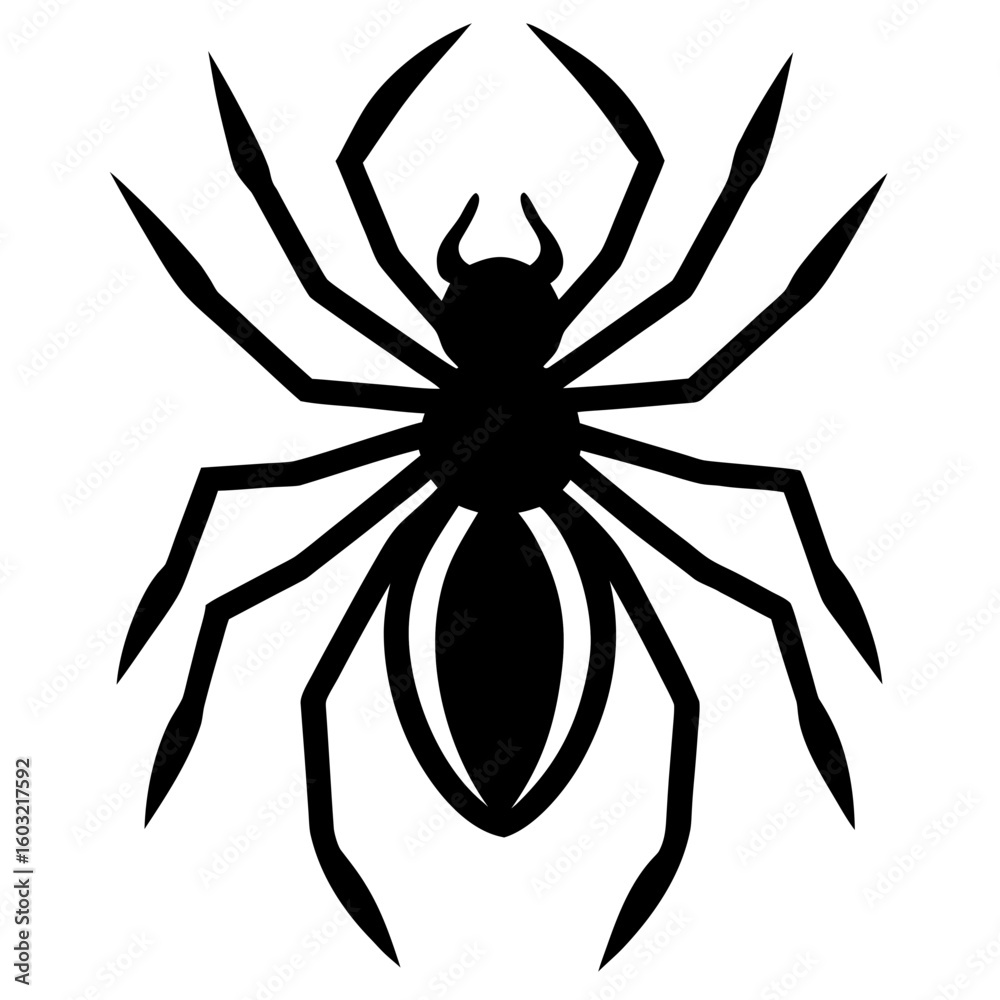 Obraz premium Minimalist Spider Silhouette Vector Clean Insect Outline for Halloween, Web Art & SVG Crafts