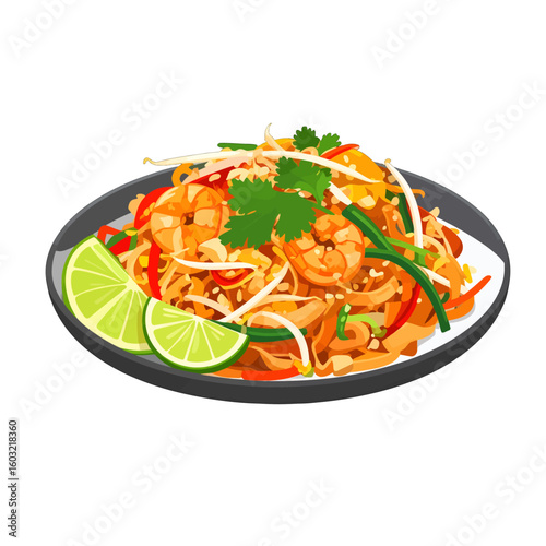 Delicious Pad Thai Dish With Shrimp And Lime