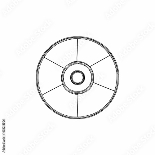 CD disc with circular pattern in minimalist black and white design  
