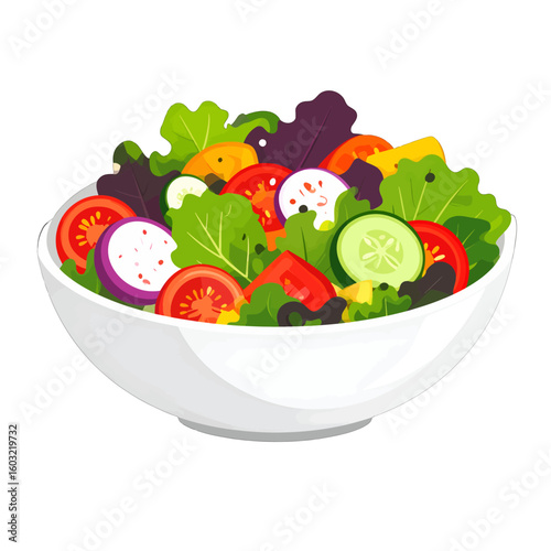 Colorful Mixed Salad In White Bowl