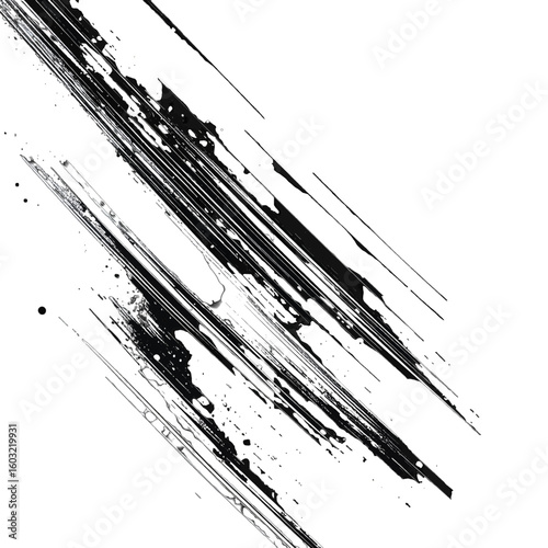 Abstract Black And White Brushstroke Design