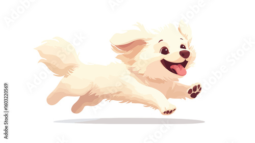 Energetic Happy Dog Running with Tongue Out in Fast Motion