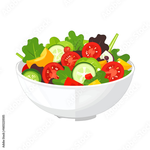 Colorful Mixed Vegetable Salad In White Bowl
