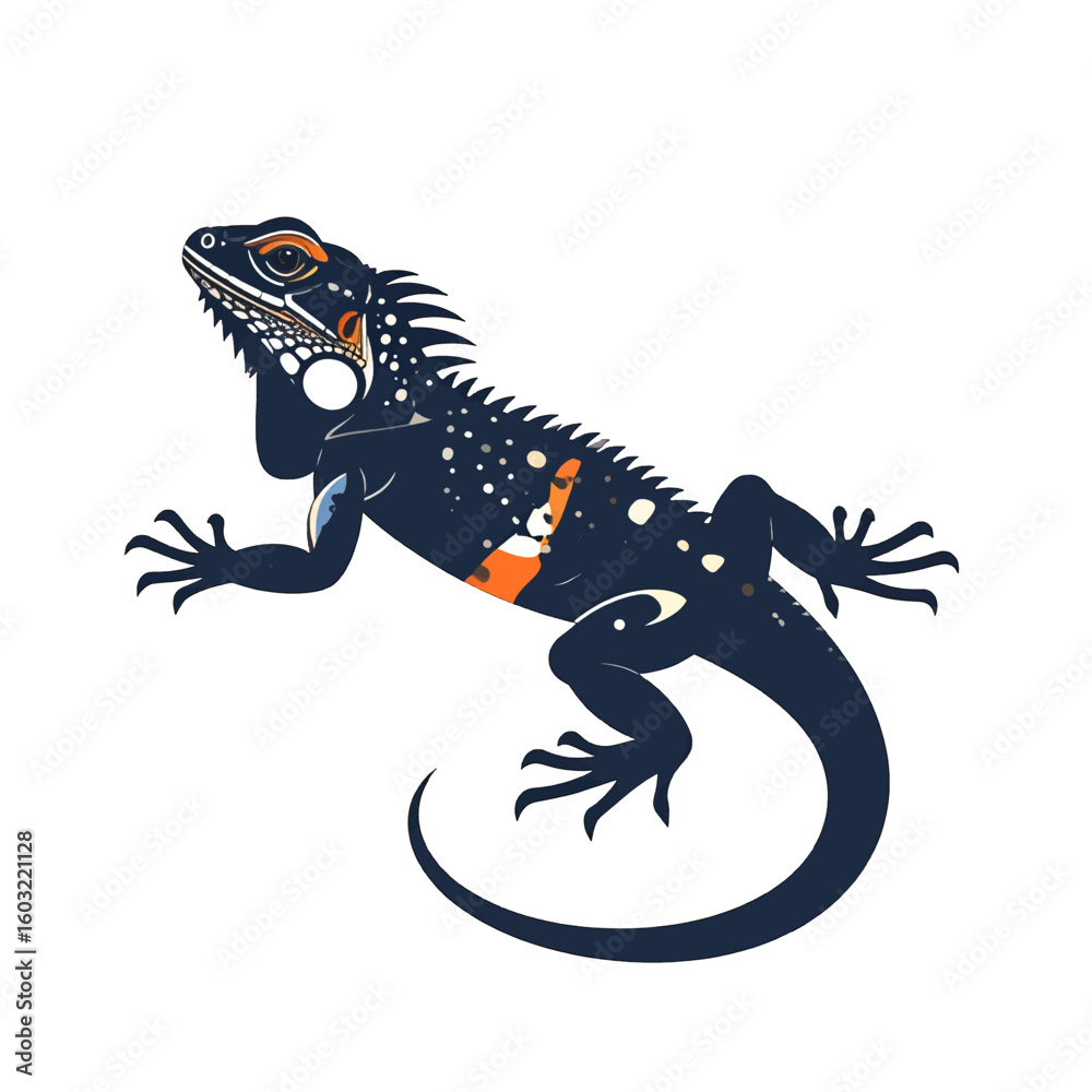 Obraz premium Black And Orange Lizard Illustration