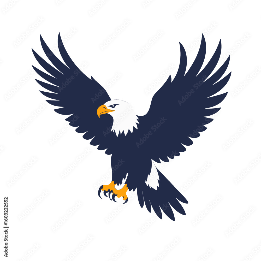 Obraz premium Majestic Bald Eagle In Flight Silhouette Design