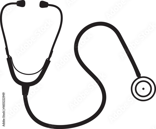 Stethoscope Medical Tool in Black | Vector Icon Silhouette Illustration Format